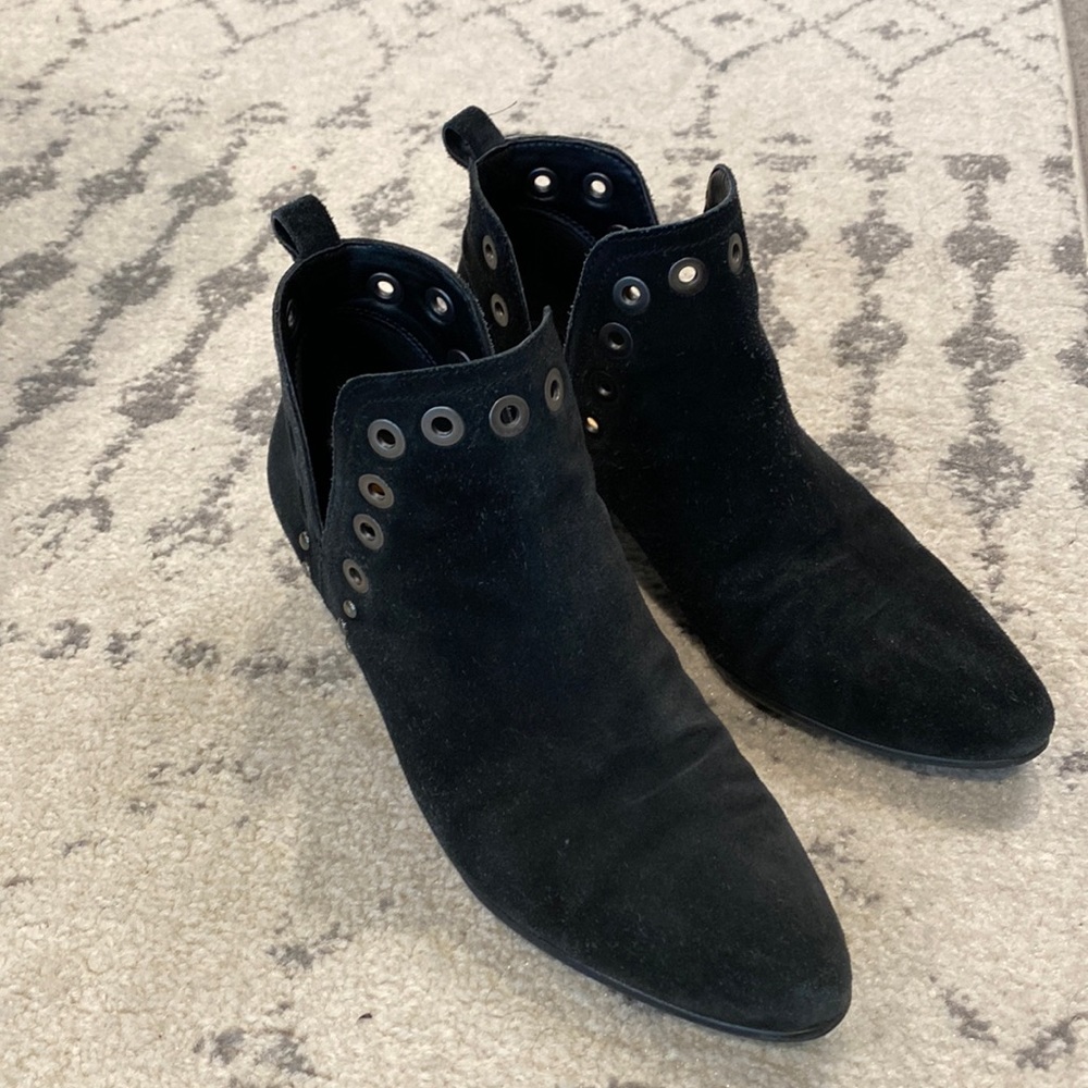 Sam Edelman Black Suede Grommet Booties - Size 8
